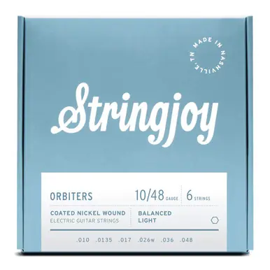 Clearance Stringjoy Orbiters Balanced Coated Nickel-Wound Light Gauge Electric Guitar Strings - .010 - .048