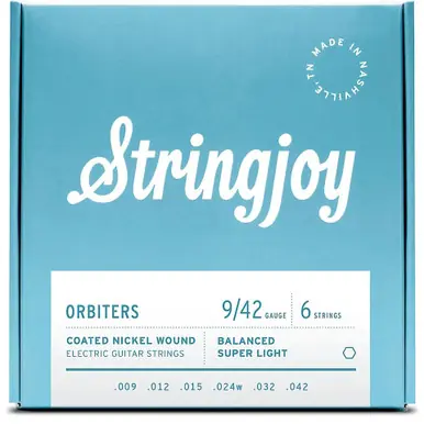 Premium Stringjoy Orbiters Balanced Coated Nickel-wound Super Light Electric Guitar Strings - .009 - .042