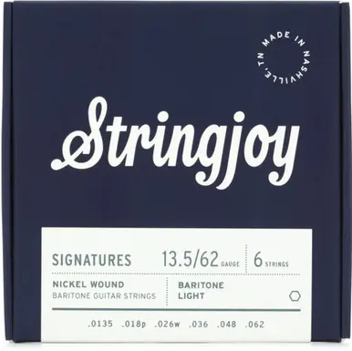 Top Pick Stringjoy Signatures Nickel-wound Balanced Light Electric Baritone Guitar Strings - .0135 - .062