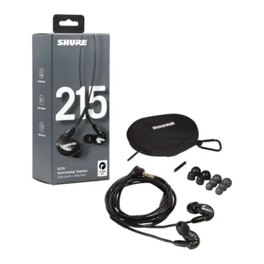 Authentic Shure SE215 Sound-isolating Earphones - Black