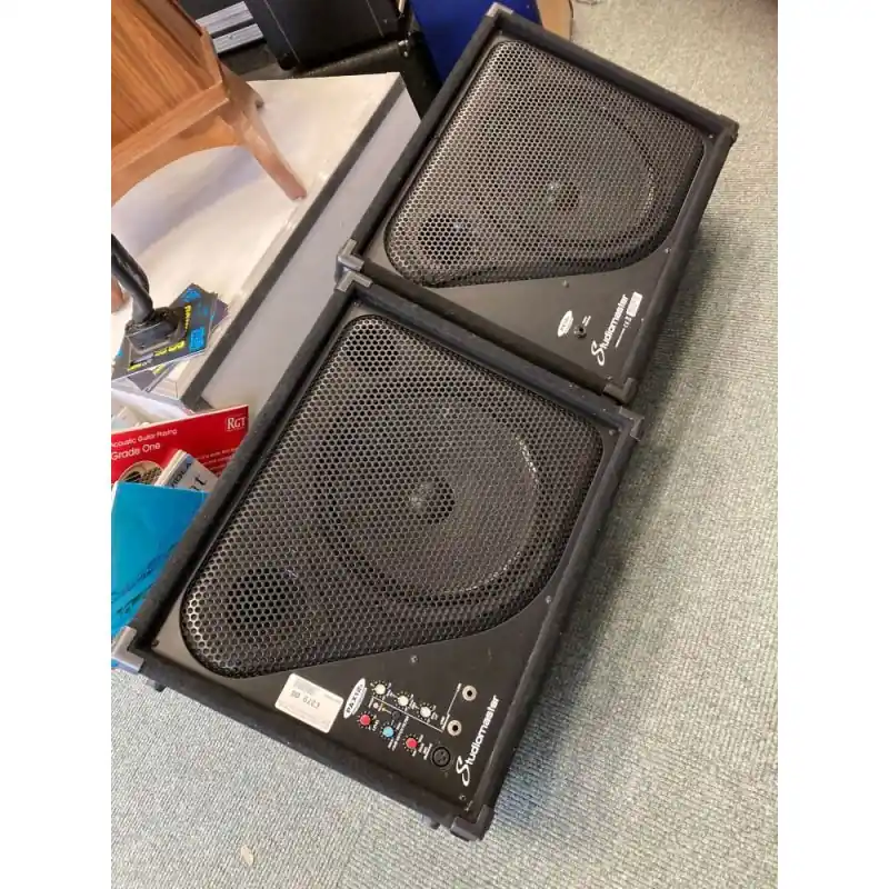 Studio Master 12A PAX12 Powered Stage foldback Monitor Pair. XLR and Jack in Fresh Stock