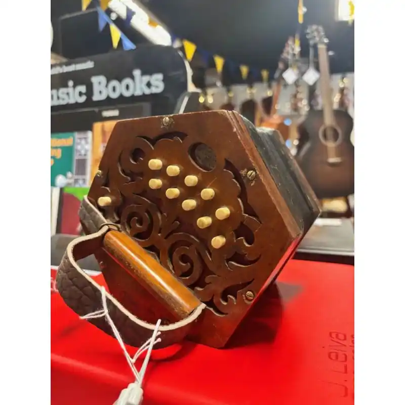 Order Now Jones 20 key C\\/G Anglo Concertina, sold as seen. 5FB, Bone Buttons, Wooden Ends, mixed reeds inside