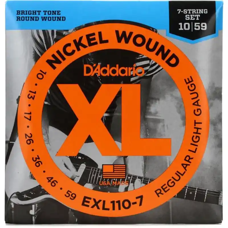Crafted D'Addario EXL110-7 7 String Guitar Set