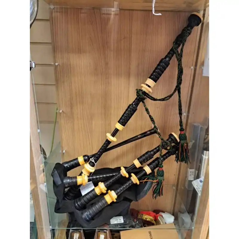 Robertson Scottish Highland Bagpipes, very good condition circa 1960s with new Ezeedrone reeds & Bannatyne Express Delivery