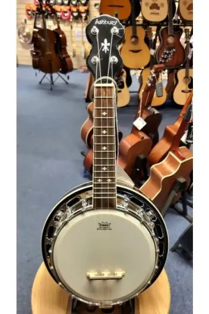 Ashbury AB-48-U Banjo Ukulele in nice condition, mahogany resonator, planetary pegs, complete with hard cas Exclusive