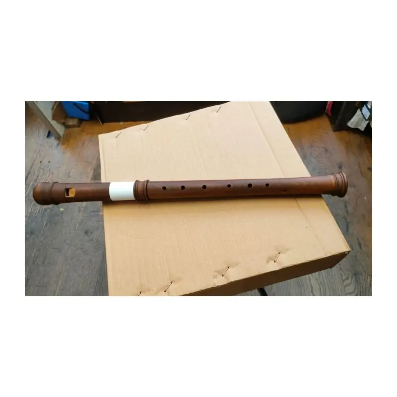 Tenor recorder by Hopf (C. 1978-85) Praetorius model. Stained maple. No case. Block needs attention. Chipped Same Day Shipping