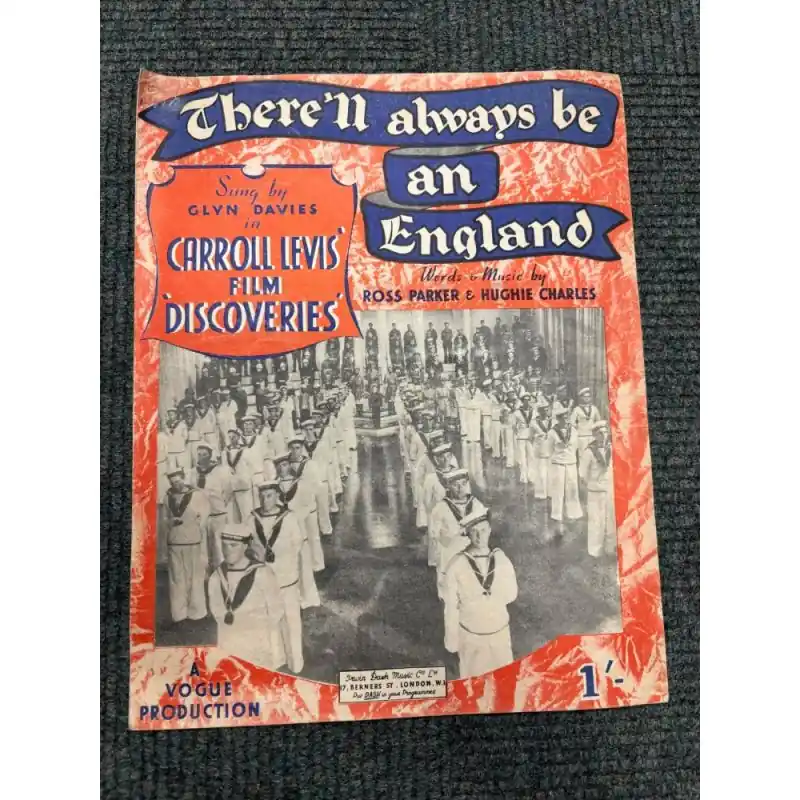 Best Price WWII Music Sheet THERE'll ALWAYS BE AN ENGLAND Carroll Levis film discoveries 1939