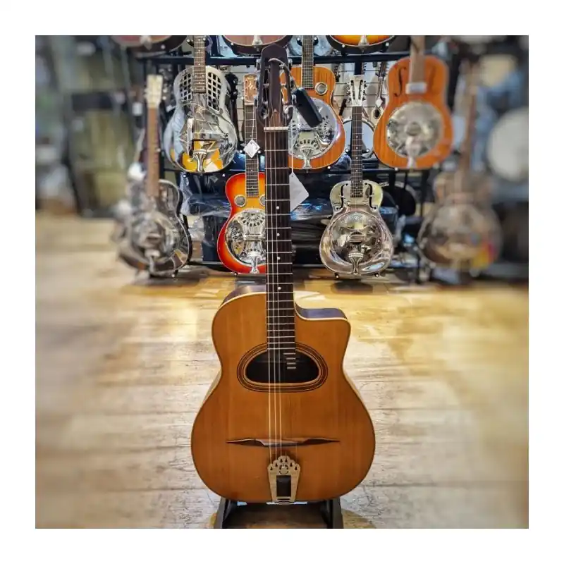 Luxury Paul Hathway D Hole Selmer Maccaferri style guitar, spruce top, mahogany back and sides. Grover machines. G