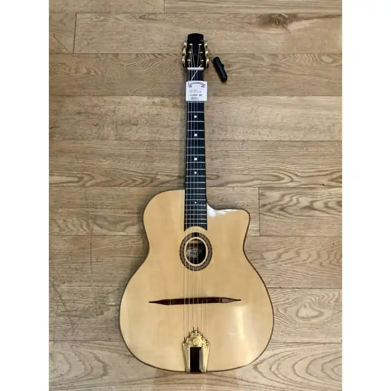 Original Peter Davies Hand Made Selmer style Jazz guitar. 14 fret oval hole, solid spruce top, ebony fingerboard.