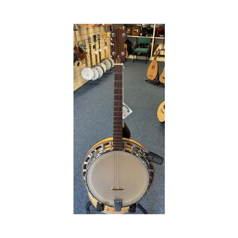 Weekend Sale Cas Davey 17 Fret Resonator Tenor Banjo, Handmade in Cornwall, rolled brass tone ring complete with hard ca