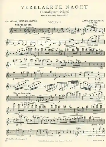 Schoenberg, Arnold: Sextet Verklarte Nacht Op.4 (2 violins, 2 violas, 2 cellos) One Day Deal