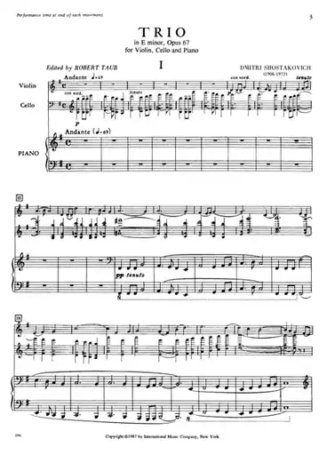 Shostakovich: Trio in E minor, Op. 67 (violin, cello, piano) IMC Weekend Sale