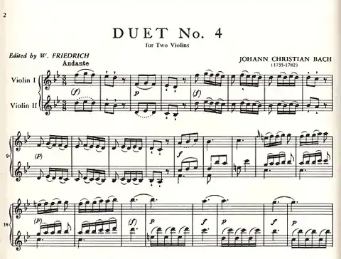 Money Back Guarantee Bach, J.C. (Friedrich): Six Duets, Volume II (two violins)