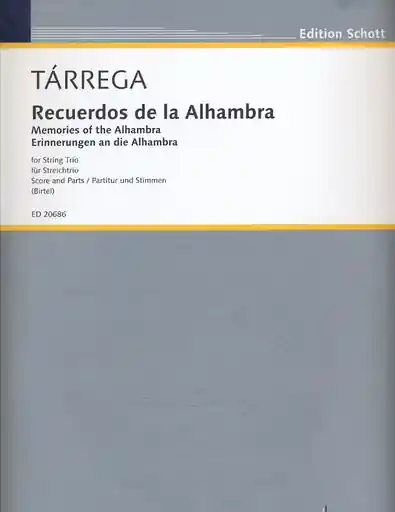 Original Tarrega, F (Birtel).: Recuerdos de la Alhambra (violin, viola, cello) score & parts