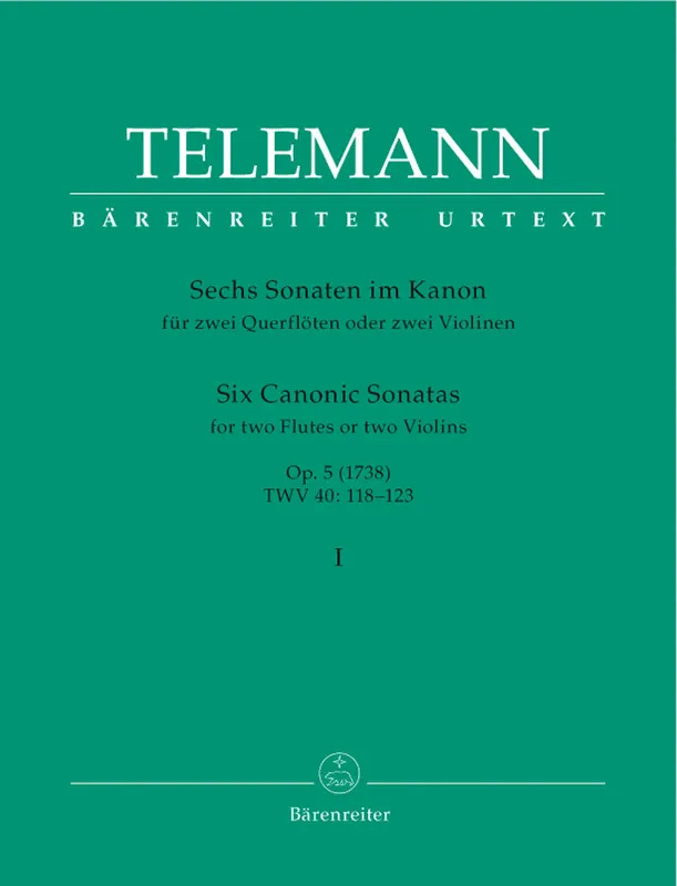 Don’t Miss Out Telemann, G.P. (Hausswald): 6 Canonic Sonatas #1-3, Vol. 1, (2 Violins) Barenreiter