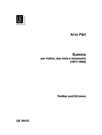 Part, Arvo: Summa (violin, 2 VIOLAS & cello) Weekend Sale