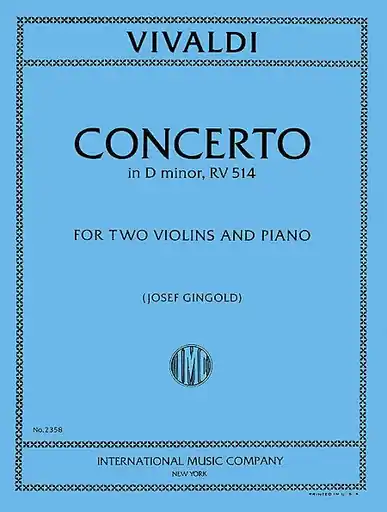 Vivaldi, Antonio: Concerto in d minor F.I. No.100 (flute, violin & piano) Top Pick