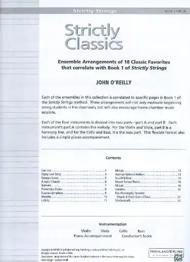 O'Reilly, John: Strictly Strings Classics Book 1 (2 violins) Alfred High Quality