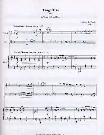 Aguila, Miguel del: Tango Trio, Op.71(Violin, Cello, Piano) Money Back Guarantee