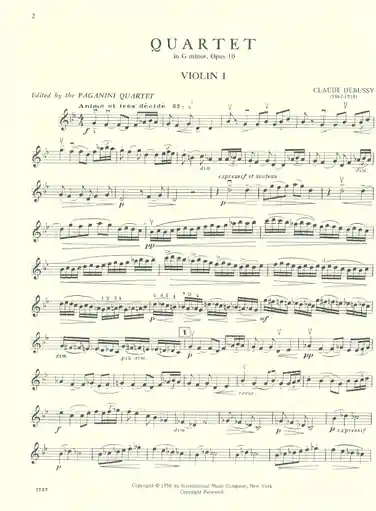 Debussy, Claude: Quartet Op.10 in G minor, Paganini string quartet Latest