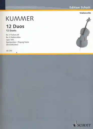 Kummer, F.A. (Birtel/Richter): 12 Duos, Op.105 (two cellos) Schott Free Shipping