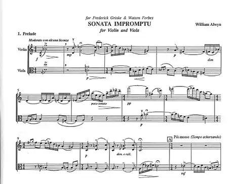 Mega Sale Alwyn, William: Sonata Impromptu for Violin & Viola