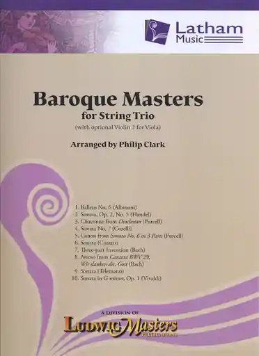 Clark, Philip: Baroque Masters for String Trio (violin, viola, cello with optional violin 2 for viola part) score & parts Top Pick