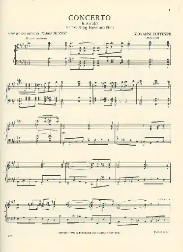 Bottesini, Giovanni (Mensch): Concerto per Due Contrabassi (2 basses & piano) Flash Sale