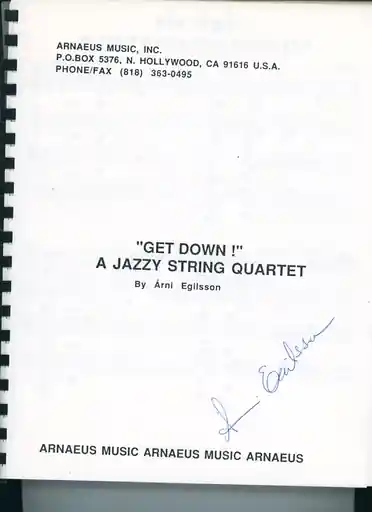 Free Delivery Egilsson, Arni: Get Down! (string quartet) score