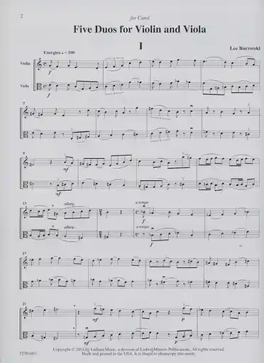 Wholesale Burswold, Lee: Five Duos for Violin and Viola, score & parts