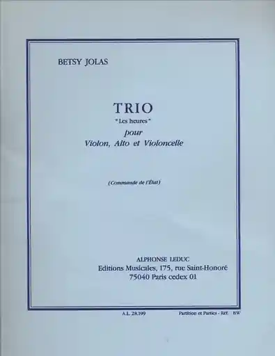 Best Seller Jolas, Betsy: Trio L'Heures (violin, Viola & cello) score & parts