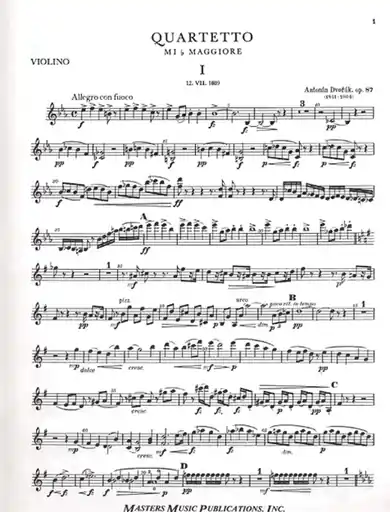 Dvorak, Antonin: Piano Quartet In Eb major Op.87 (violin, viola, cello, piano) Exclusive Offer