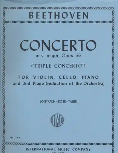 Beethoven, L.V. (Oistrakh, Taub): Concerto in C Major for Pianoforte, Violin, Violoncello, and Orchestra, Op.56 ''Triple Concerto'' urtext (violin, cello, piano, & piano reduction) Authentic