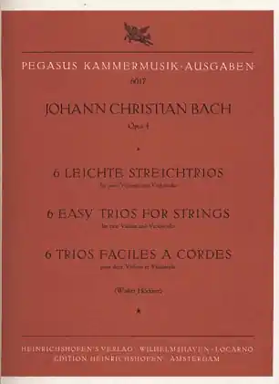 Bach, J.C.: 6 Easy Trios for Strings Op.4 (2 violins & cello) Edition Pegasus Secure Checkout