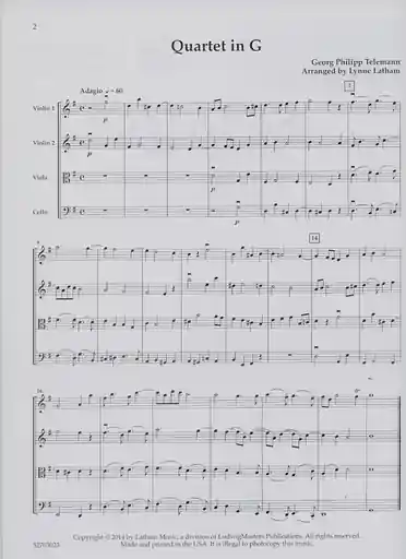 Deal Telemann, G.P. (Latham, arr.): Quartet in G, score & parts