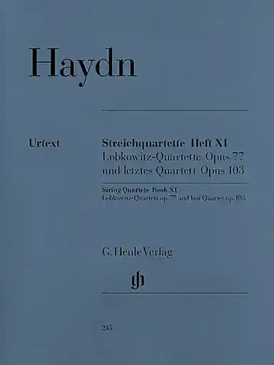 Haydn, F.J.: String Quartets Vol.11 Op.77, Lobkowitz,Op.103-last quartet-urtext (set of parts) Latest