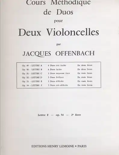Offenbach, Jacques: Cours Methodique de Duos Op.52 no. 2 (2 cellos) Hot Picks