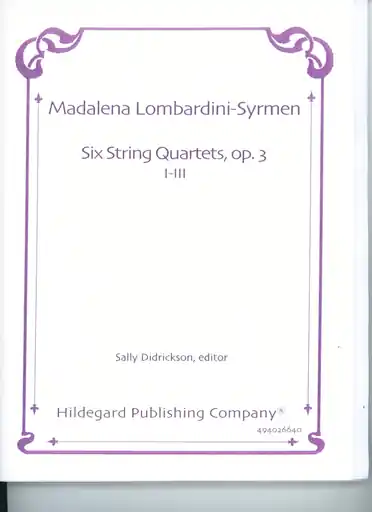 Secure Checkout Lombardini-Syrmen, Madalena: Six String Quartets, Op.3 No.1-3 (2 violins, viola, cello) score and parts