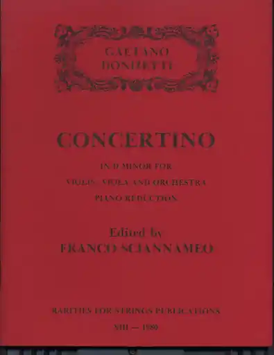 Donizetti, Gaetano (Sciannameo): Concertino in D minor for Violin & Viola with piano accompaniment Money Back Guarantee