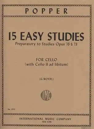 Popper (Woerl): 15 Easy Studies, Preparatory to Studies Op.76 & 73 (2 cellos) Certified