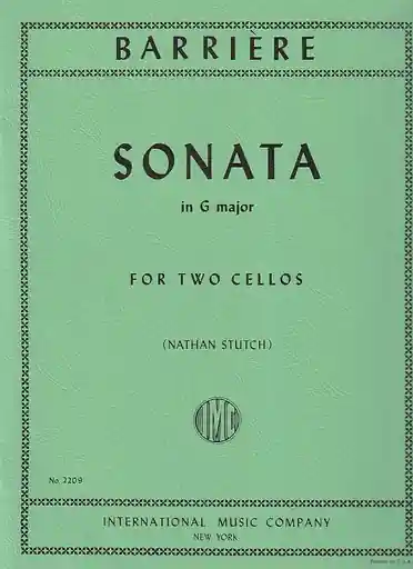Barriere (Stutch): Sonata in G Major (2 cellos) IMC One Day Deal