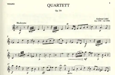Direct From Factory Lidel, Andreas: Quartet Op.7 and 4 (flute, violin, viola, cello) parts
