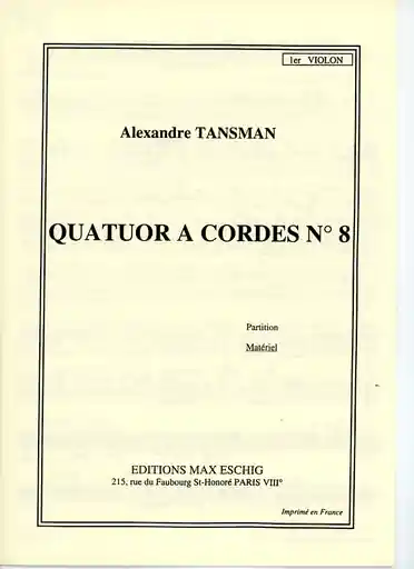 Warranty Included Tansman, Alexander: String Quartet No.8