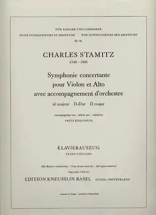 Viral Stamitz, Charles: Symphonie concertante in D Major for Violin & Viola (piano acc)