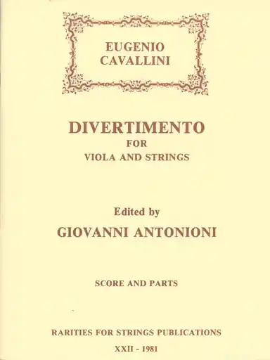 Bulk Order Cavallini, Eugenio (Antonioni): Divertimento for Viola and String Quartet, Score & Parts