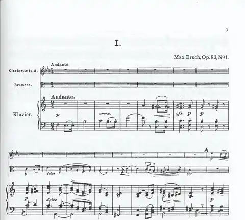 Bruch, Max: Eight Pieces Op.83 V.1 (clarinet, viola, piano) or (violin, cello, piano) Limited Edition