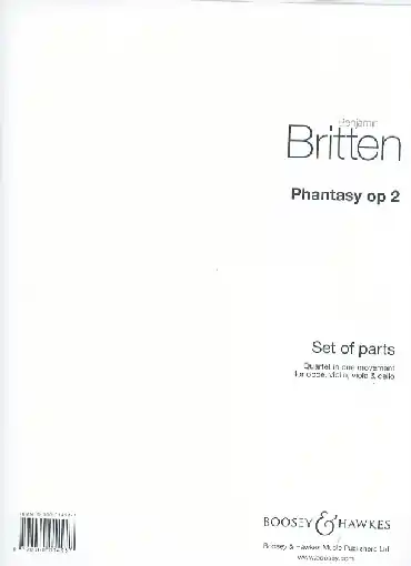 Crafted Britten, B.: Phantasy Quartet, Op. 2 (oboe, violin, viola and cello)
