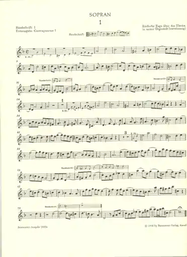 Exclusive Offer Bach, J.S.: The Art of the Fugue (Die Kunst der Fuge) set of parts (string quartet) Barenreiter