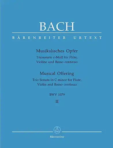 Affordable Bach, J.S. (Wolff): Trio Sonata in C minor from Musical Offering BWV 1079 (flute, violin, basso cont.) Barenreiter