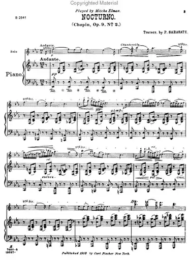 Chopin, Frederic (Sarasate): Nocturno / Nocturne Op. 9 #2 Final Sale